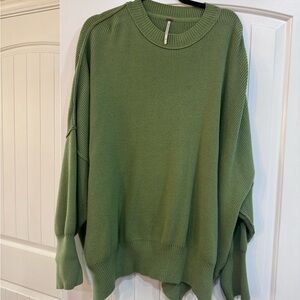 Free People Olive Green Cozy Oversized Knit Sweater